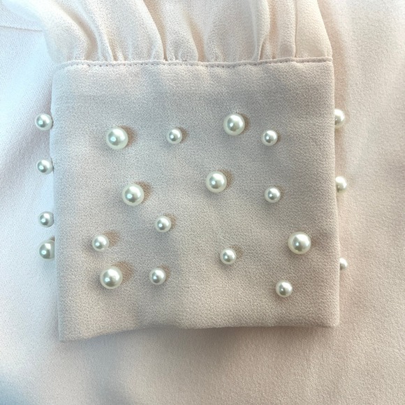 Karl Lagerfeld Paris Scuba Sheath Chiffon Dress Pearl Cuffs Boat Neck 14 - Picture 7 of 10